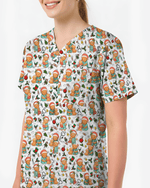Cute Christmas Vet Tech Nursing Scrub Top - Scrubloop