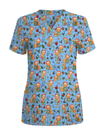 Cute Christmas Vet Tech Nursing Scrub Top - Scrubloop