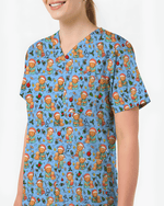 Cute Christmas Vet Tech Nursing Scrub Top - Scrubloop