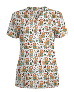 Cute Christmas Vet Tech Nursing Scrub Top - Scrubloop