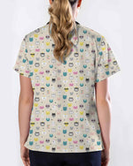 Cute Colorful Cat Scrub Top - Scrubloop