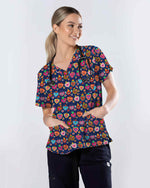 Cute Colorful Heart Print Scrub Top - Scrubloop