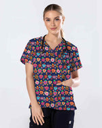 Cute Colorful Heart Print Scrub Top - Scrubloop