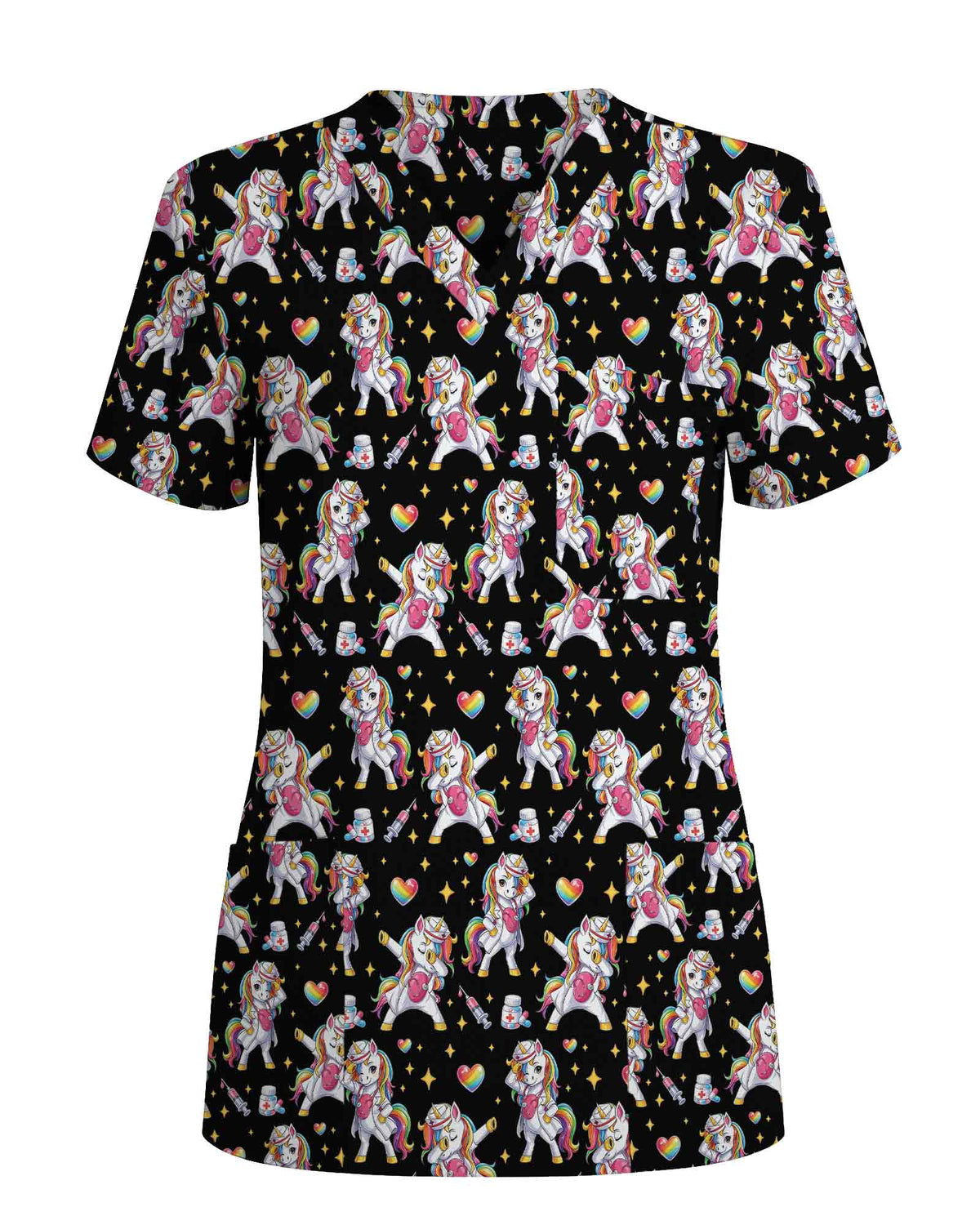 Cute Dabbing Unicorn Medical Scrub Top - Scrubloop