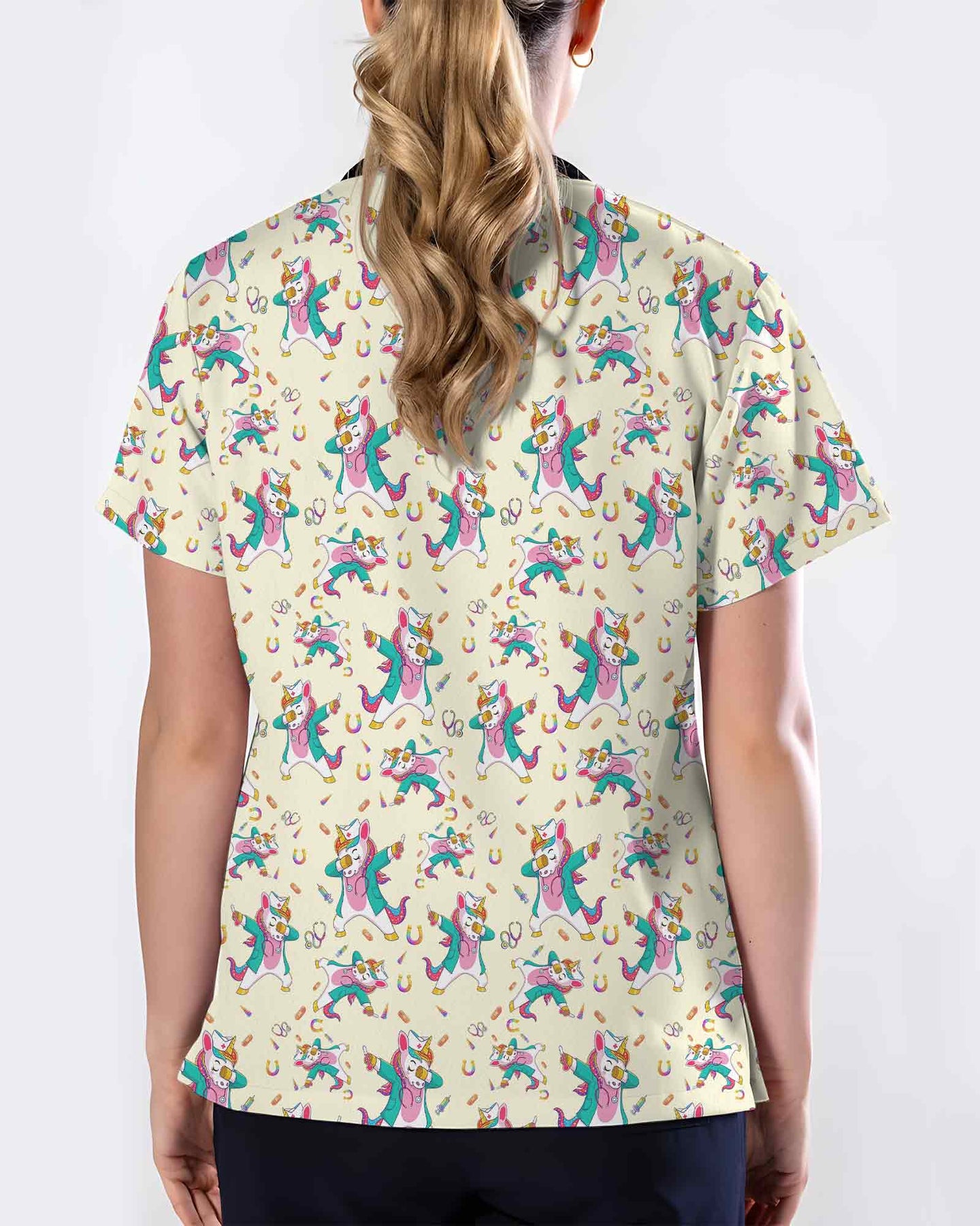 Cute Dabbing Unicorn Pediatric Nurse Scrub Top - Scrubloop