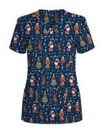 Cute Dachshund Christmas Medical Nurse Scrub Top - Scrubloop