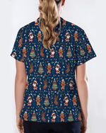 Cute Dachshund Christmas Medical Nurse Scrub Top - Scrubloop