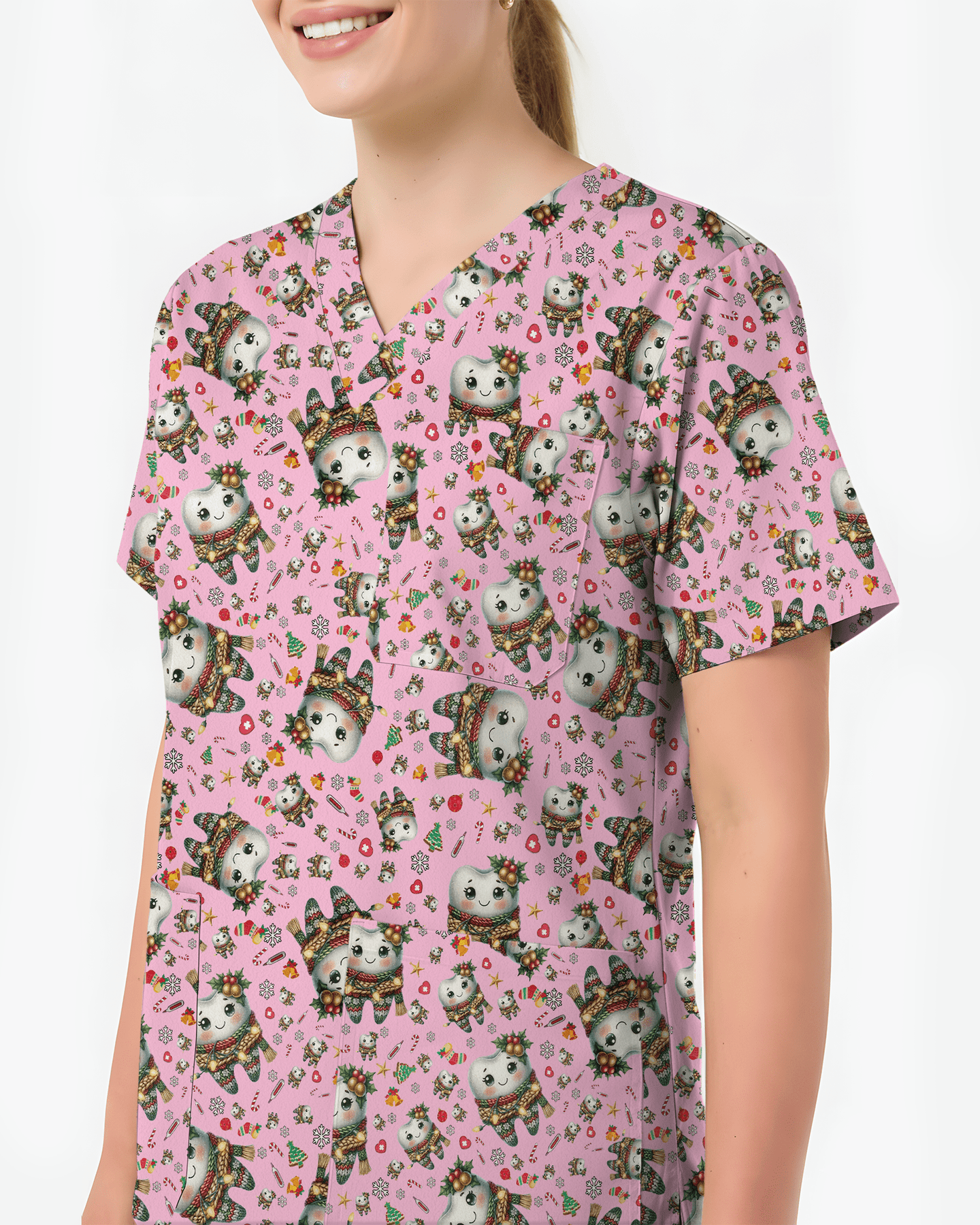 Cute Dental Christmas Scrub Top - Scrubloop