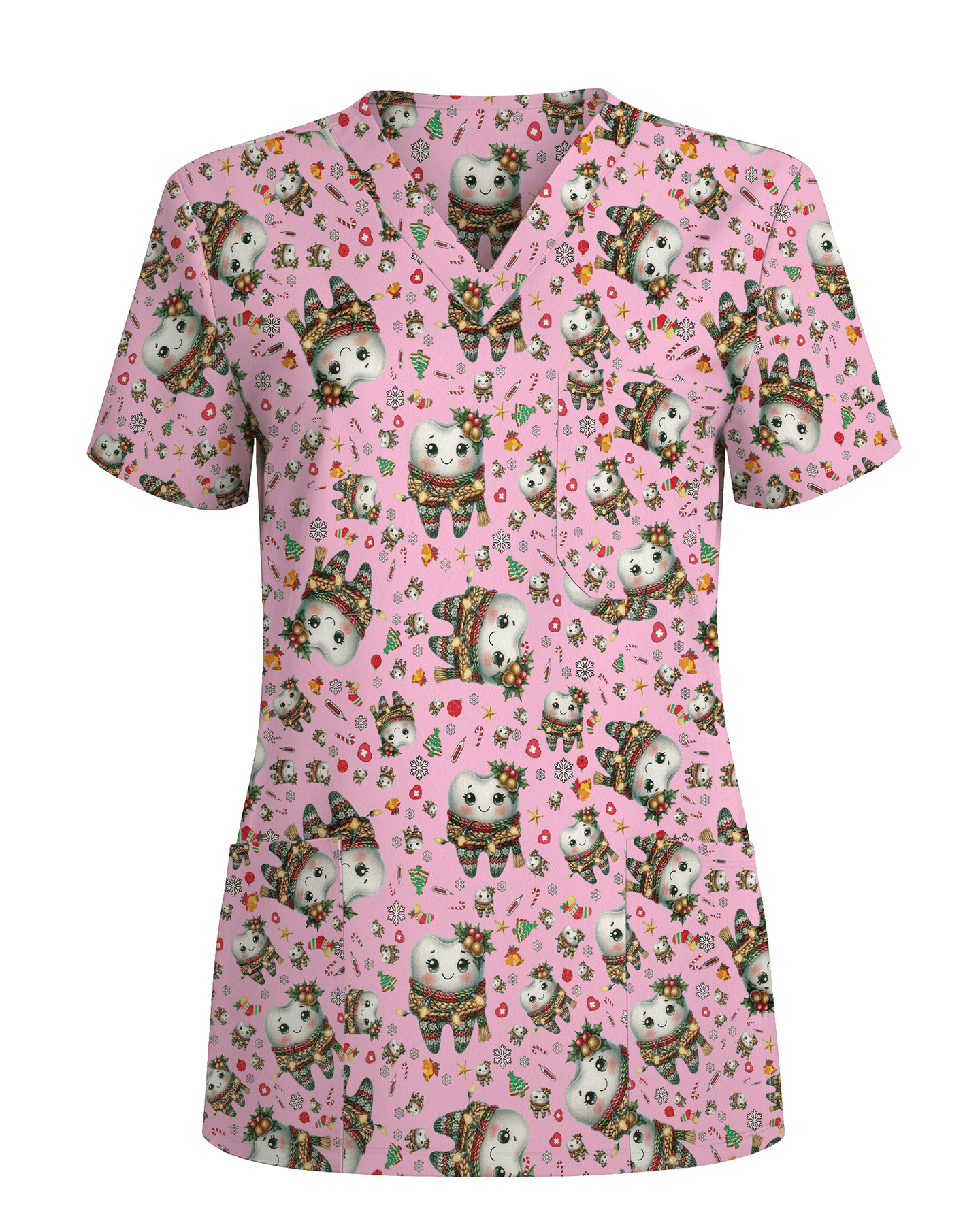 Cute Dental Christmas Scrub Top - Scrubloop