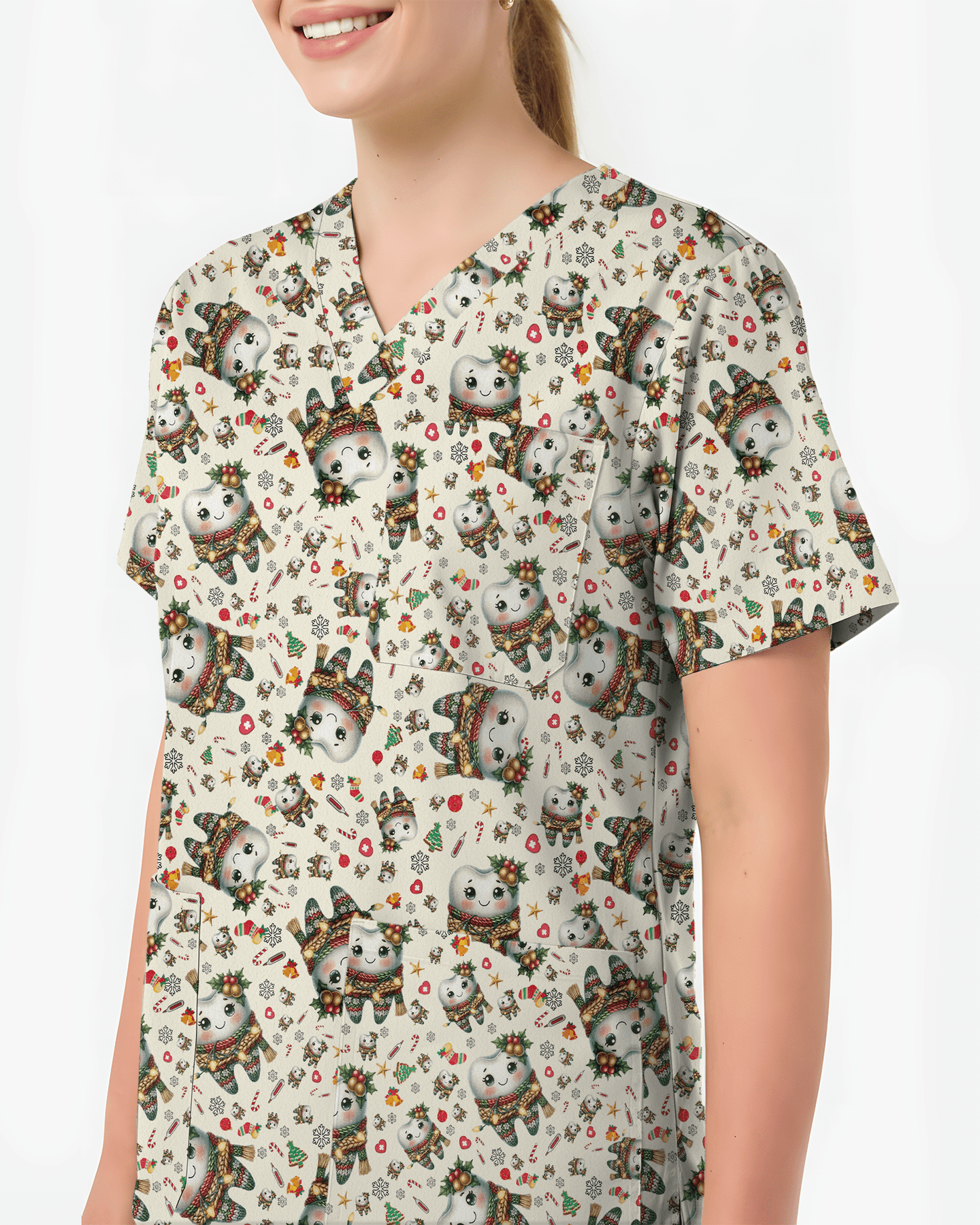Cute Dental Christmas Scrub Top - Scrubloop