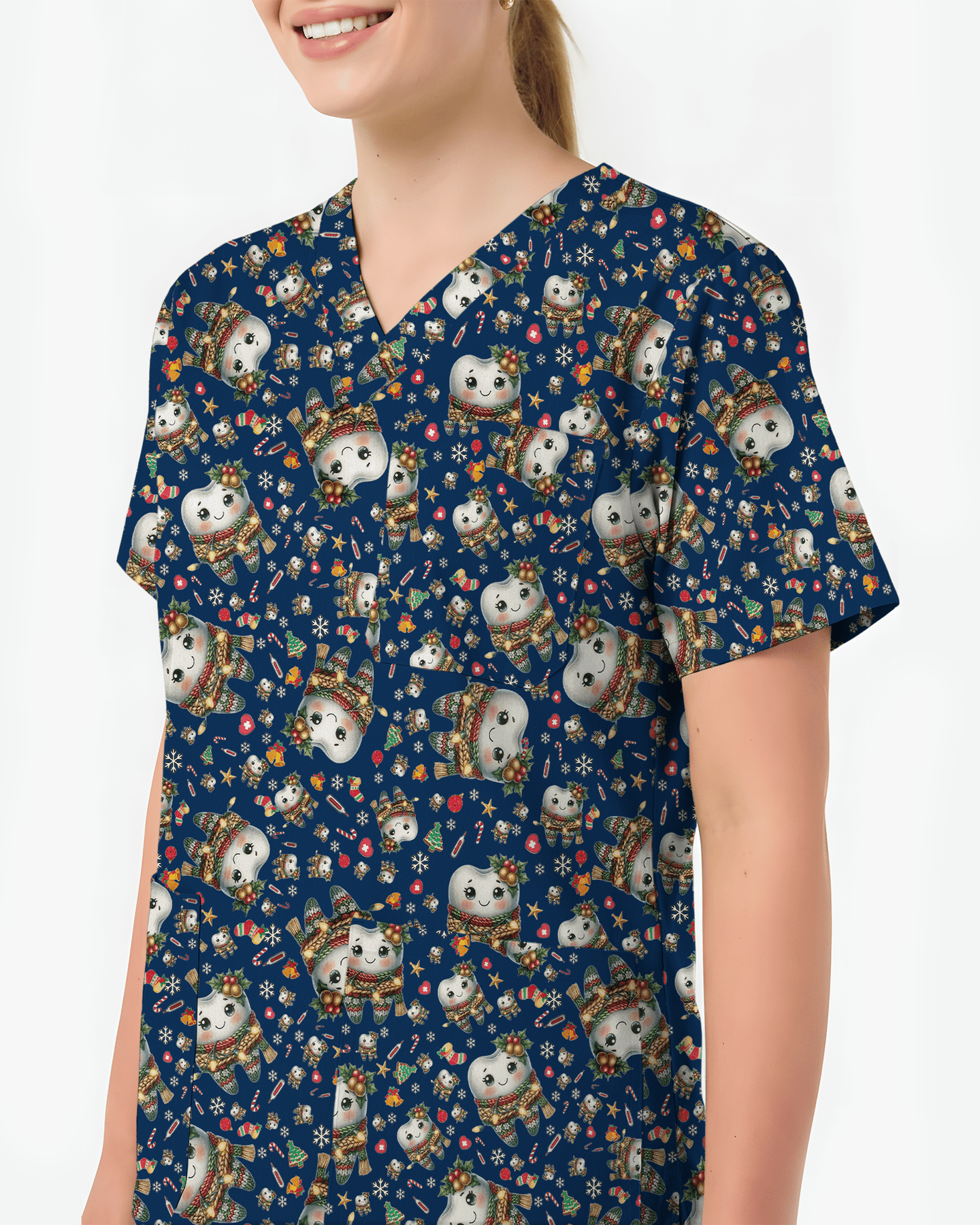 Cute Dental Christmas Scrub Top - Scrubloop