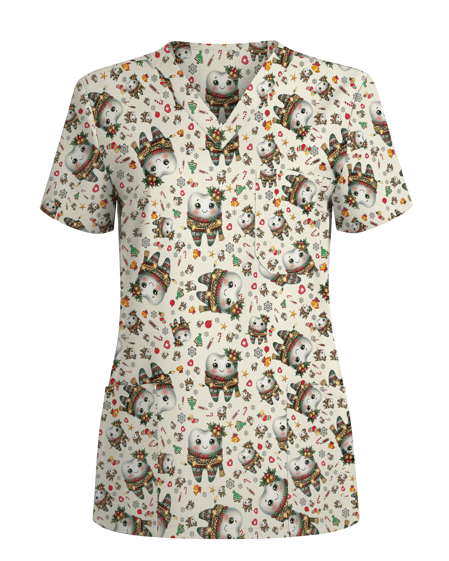Cute Dental Christmas Scrub Top - Scrubloop