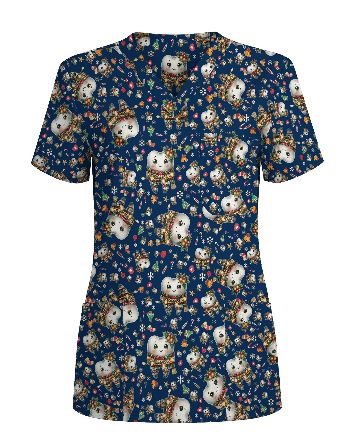 Cute Dental Christmas Scrub Top - Scrubloop