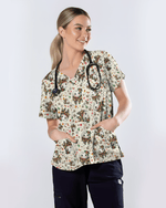Cute Dental Christmas Scrub Top - Scrubloop