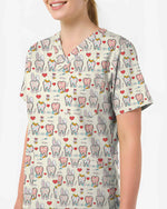 Cute Dental Tooth Bunny Ears Nursing Scrub Top - Scrubloop
