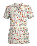 Cute Dental Tooth Bunny Ears Nursing Scrub Top - Scrubloop