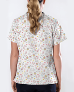Cute Easter Bunny Doodle Nurse Scrub Top - Scrubloop
