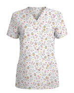 Cute Easter Bunny Doodle Nurse Scrub Top - Scrubloop