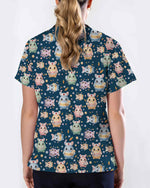 Cute Easter Bunny Egg Nurse Scrub Top - Scrubloop