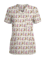 Cute Easter Bunny Pastel Star Nursing Scrub Top - Scrubloop