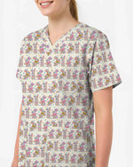 Cute Easter Bunny Pastel Star Nursing Scrub Top - Scrubloop
