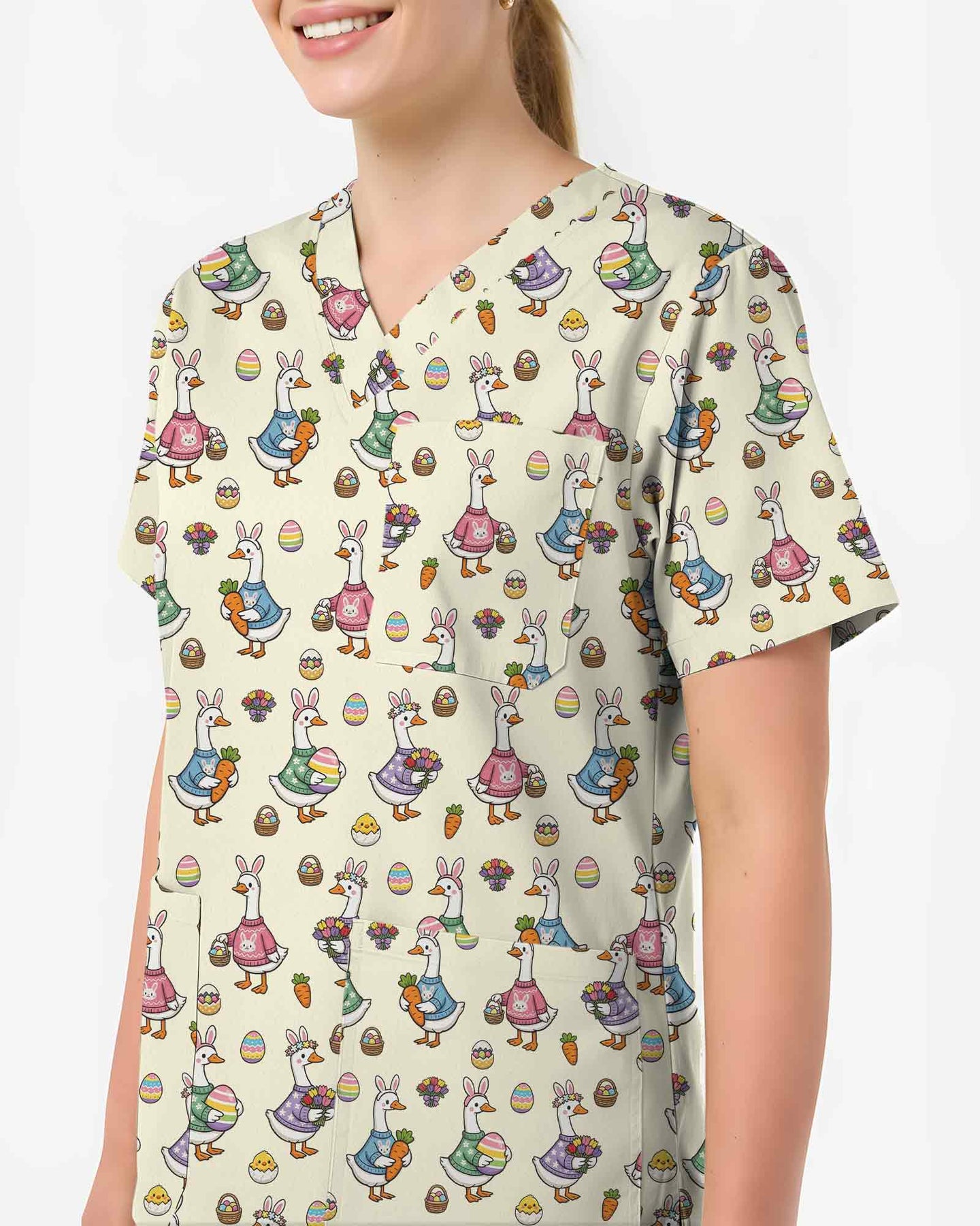 Cute Easter Duck Scrub Top - Scrubloop