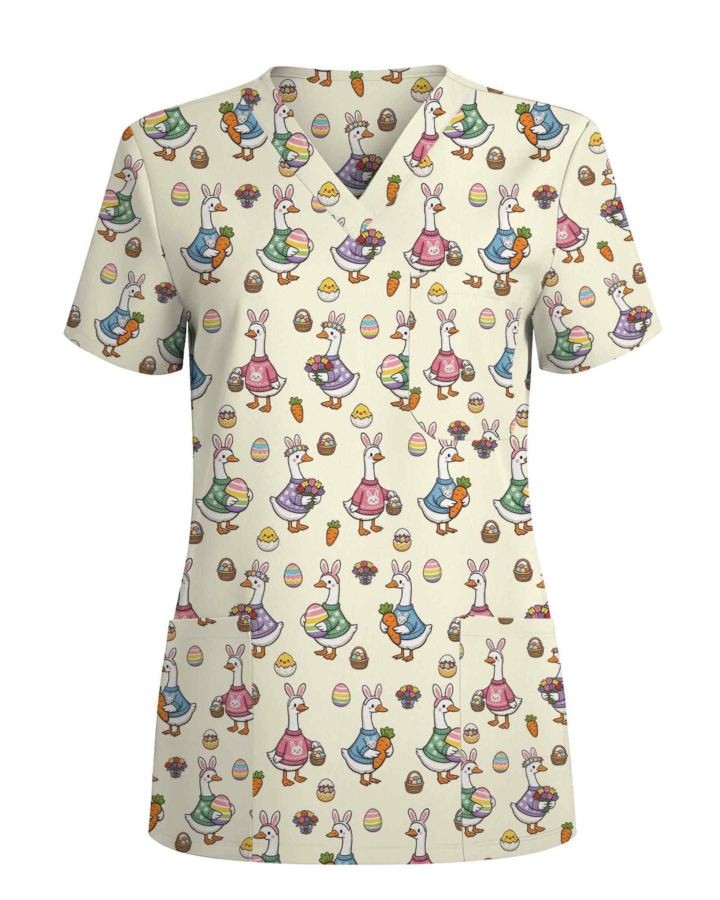 Cute Easter Duck Scrub Top - Scrubloop