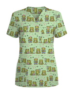 Cute Frog Nurse Life Green Medical Scrub Top - Scrubloop