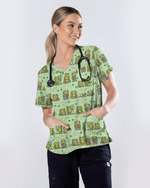 Cute Frog Nurse Life Green Medical Scrub Top - Scrubloop