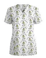 Cute Frog Riding Scooter Medical Scrub Top - Scrubloop