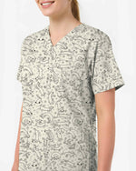 Cute Funny Dachshund Wiener Dog Nursing Scrub Top - Scrubloop