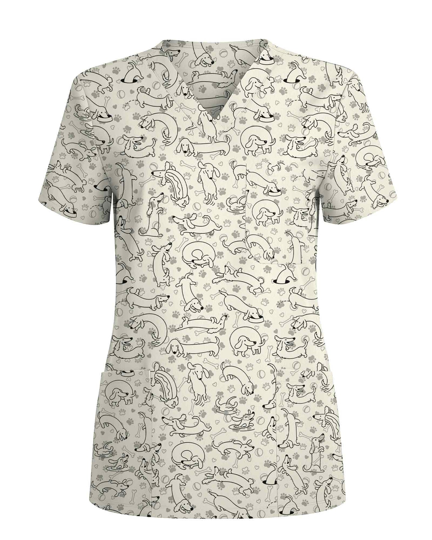 Cute Funny Dachshund Wiener Dog Nursing Scrub Top - Scrubloop