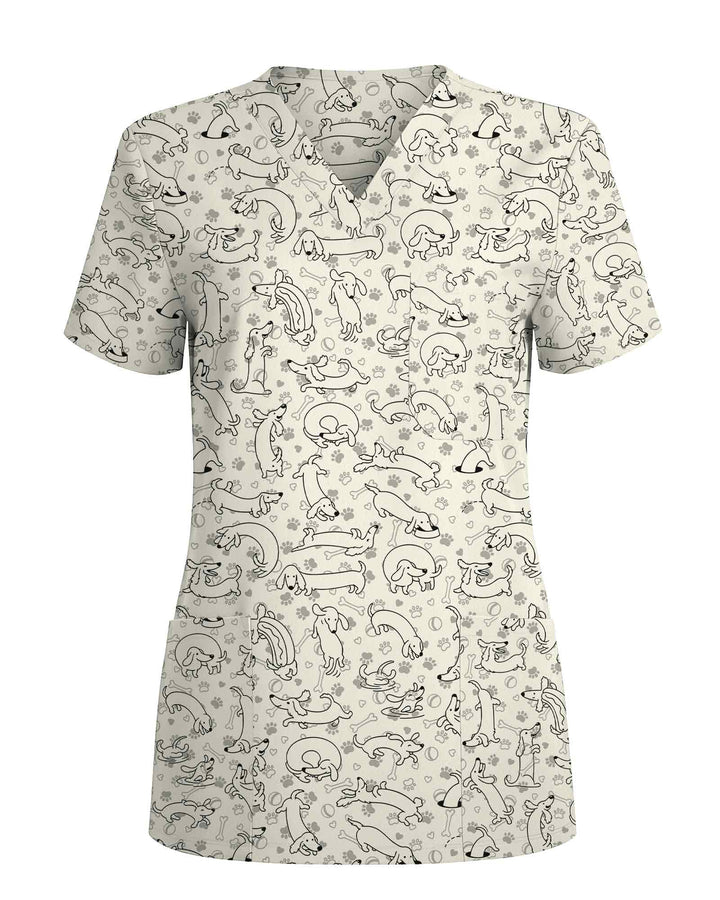 Cute Funny Dachshund Wiener Dog Nursing Scrub Top