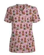 Cute Golden Retriever Christmas Medical Nurse Scrub Top - Scrubloop