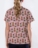 Cute Golden Retriever Christmas Medical Nurse Scrub Top - Scrubloop