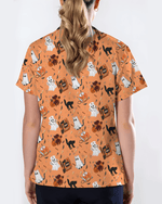 Cute Halloween Ghost Nurse Medical Scrub Top - Scrubloop