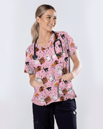 Cute Halloween Ghost Nurse Medical Scrub Top - Scrubloop