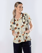 Cute Halloween Ghost Nurse Medical Scrub Top - Scrubloop