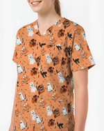 Cute Halloween Ghost Nurse Medical Scrub Top - Scrubloop