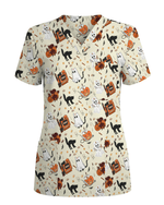 Cute Halloween Ghost Nurse Medical Scrub Top - Scrubloop
