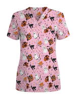 Cute Halloween Ghost Nurse Medical Scrub Top - Scrubloop