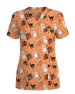 Cute Halloween Ghost Nurse Medical Scrub Top - Scrubloop