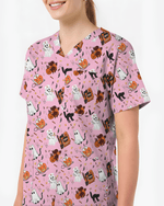 Cute Halloween Ghost Nurse Medical Scrub Top - Scrubloop