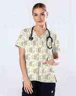 Cute Happy Pills Medical Nursing V-Neck Scrub Top - Scrubloop