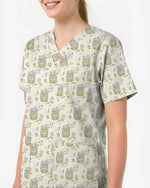 Cute Happy Pills Medical Nursing V-Neck Scrub Top - Scrubloop
