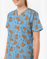 Cute Holiday Cookies Nurse Medical Scrub Top - Scrubloop