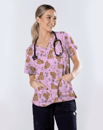 Cute Holiday Cookies Nurse Medical Scrub Top - Scrubloop