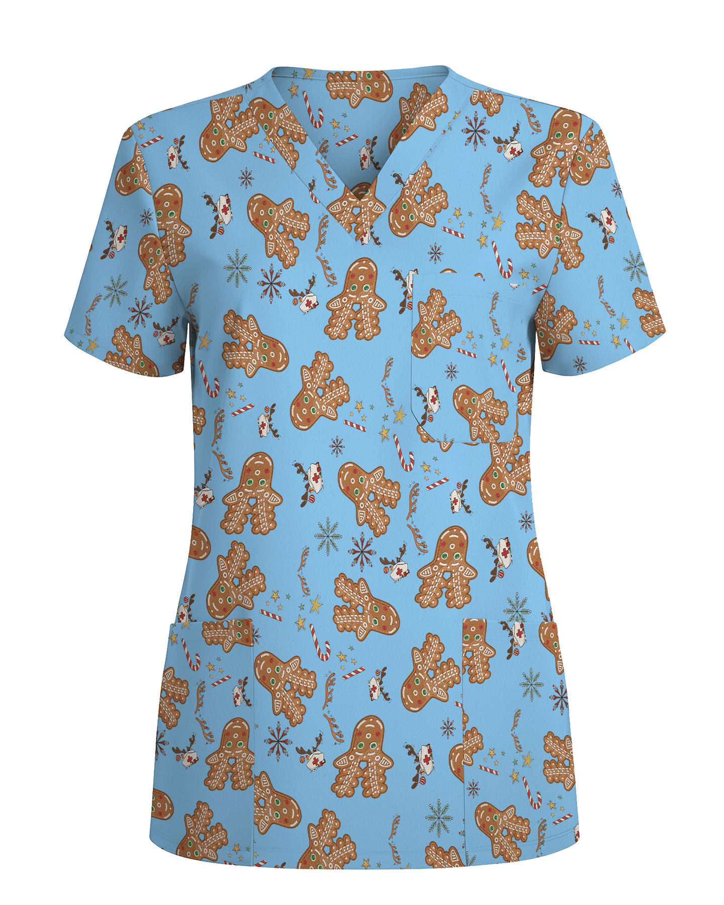Cute Holiday Cookies Nurse Medical Scrub Top - Scrubloop