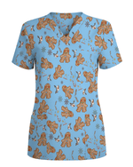 Cute Holiday Cookies Nurse Medical Scrub Top - Scrubloop