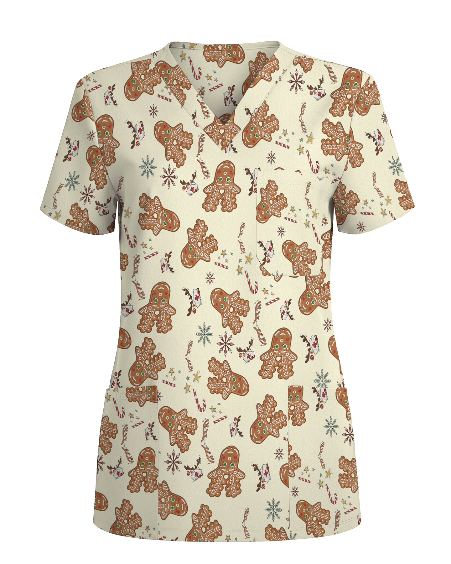 Cute Holiday Cookies Nurse Medical Scrub Top - Scrubloop